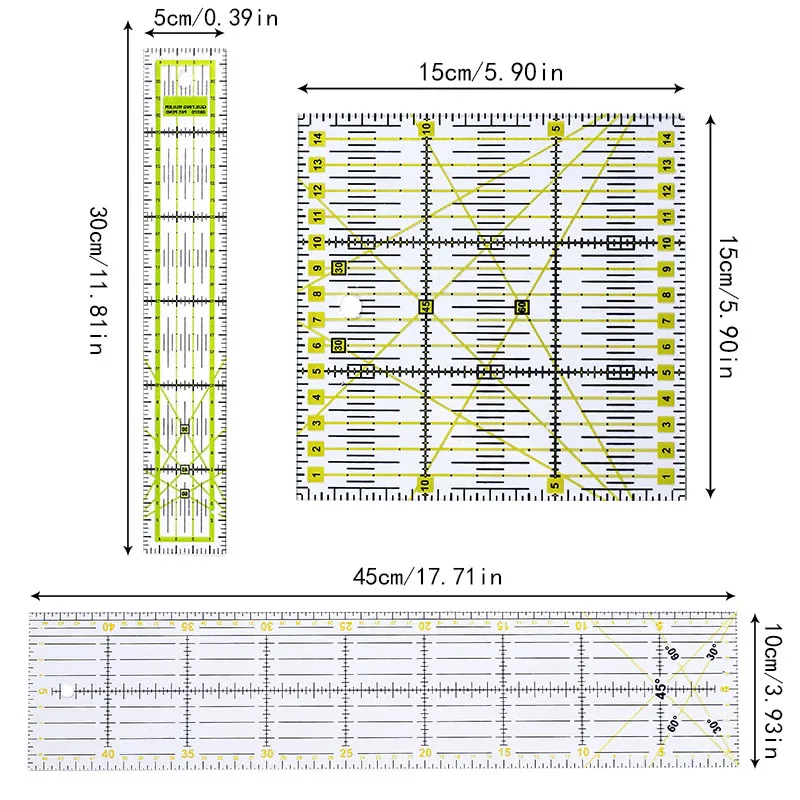 Набор тканевых линеек Nonvor набор акриловых инструментов для рисования 3 шт./компл.