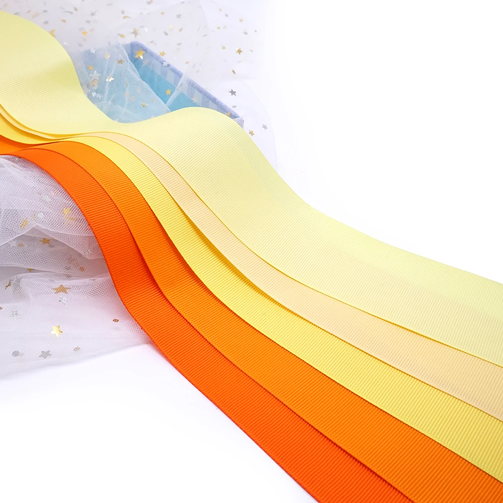 Ширина 38 мм 100% полиэстер 1 5 дюйма однотонная гладкая корсажная лента 50Y желтая -