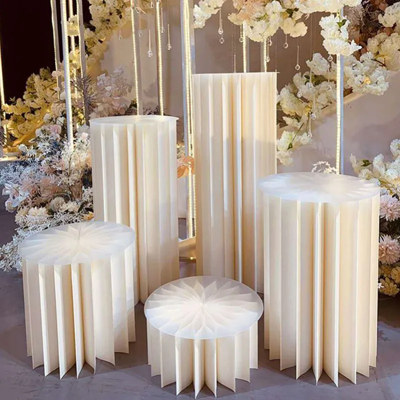 

2021 wedding props white iron cylinder dessert table birthday cake table wedding reception area decoration window decoration
