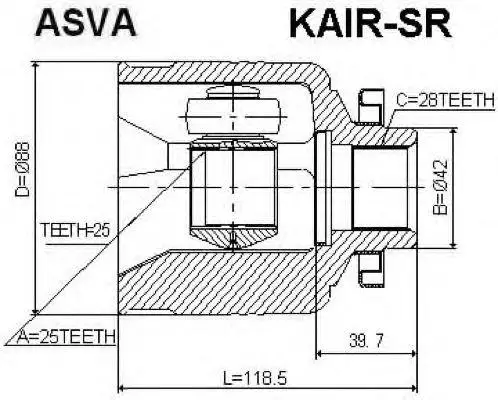ШРУС внутренний правый 25x42x28 KAIR-SR (ASVA) |