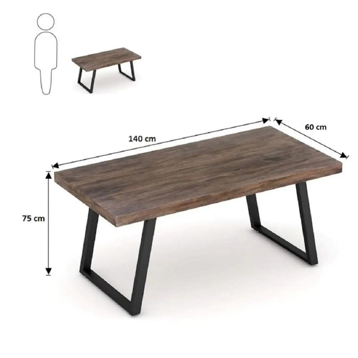 

WoodX Wooden Solid Wood Natural Work Table Iron Skeleton Office Table