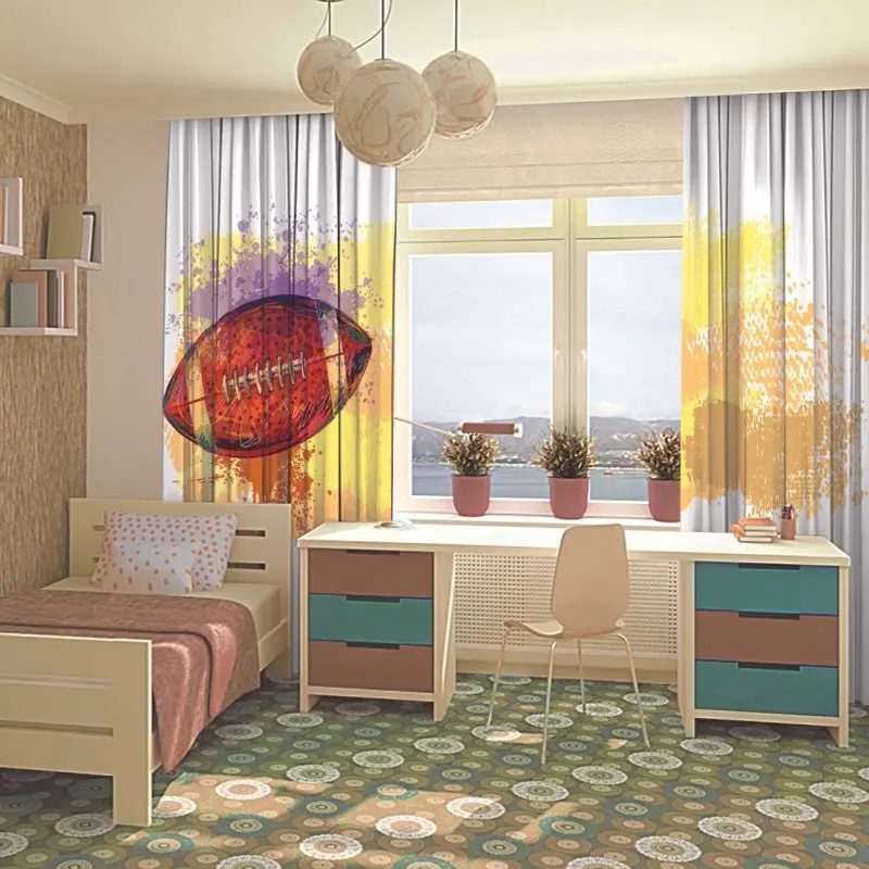 Занавеска Американский футбол на боли брызги воды цвет эффект художественный