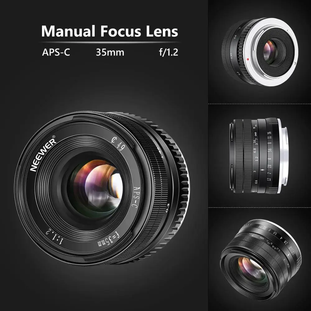 Neewer 35 мм F1.2 Большая диафрагма Prime APS C алюминиевый объектив для Sony E крепление