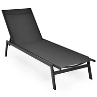 patiojoy patio lounge chair chaise recliner back adjustable garden deck black op70828bk