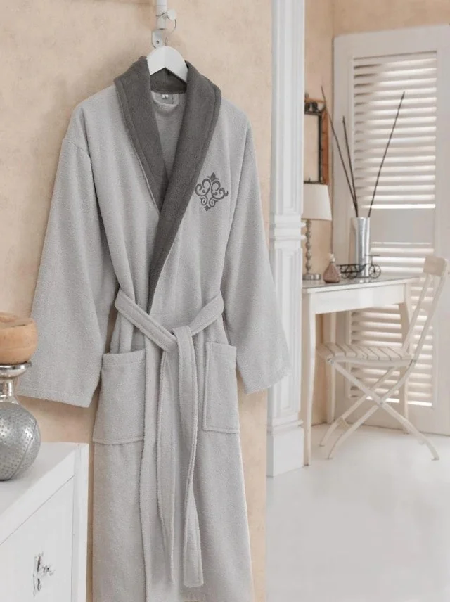 

Cotton Box Daily Bathrobe-Gray Gray 405636367