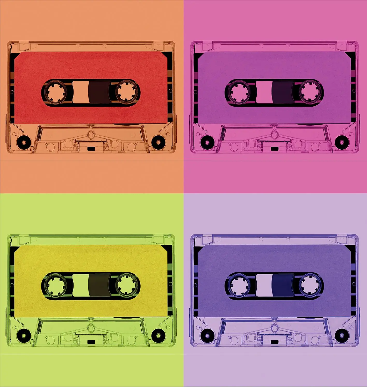 Занавеска для душа винтажная аудиолента 80s и 90s Ностальгический дизайн