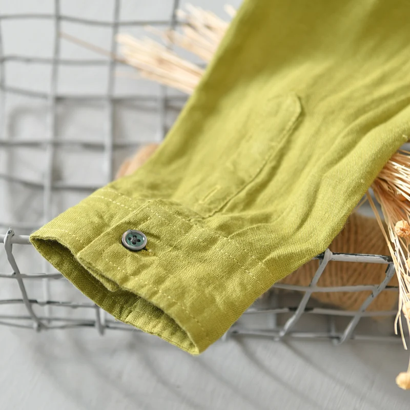 New men casual shirt 100% linen Breathable solid tops long sleeve Soft and comfortable men shirts Camisa masculina 531