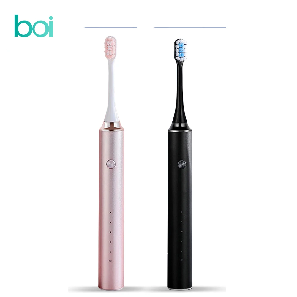 

[Boi] USB Rechargeable With Replacement Heads Steel IPX7 Waterproof Washable Smart 5 Modes Sonic Electric Toothbrush for Adults