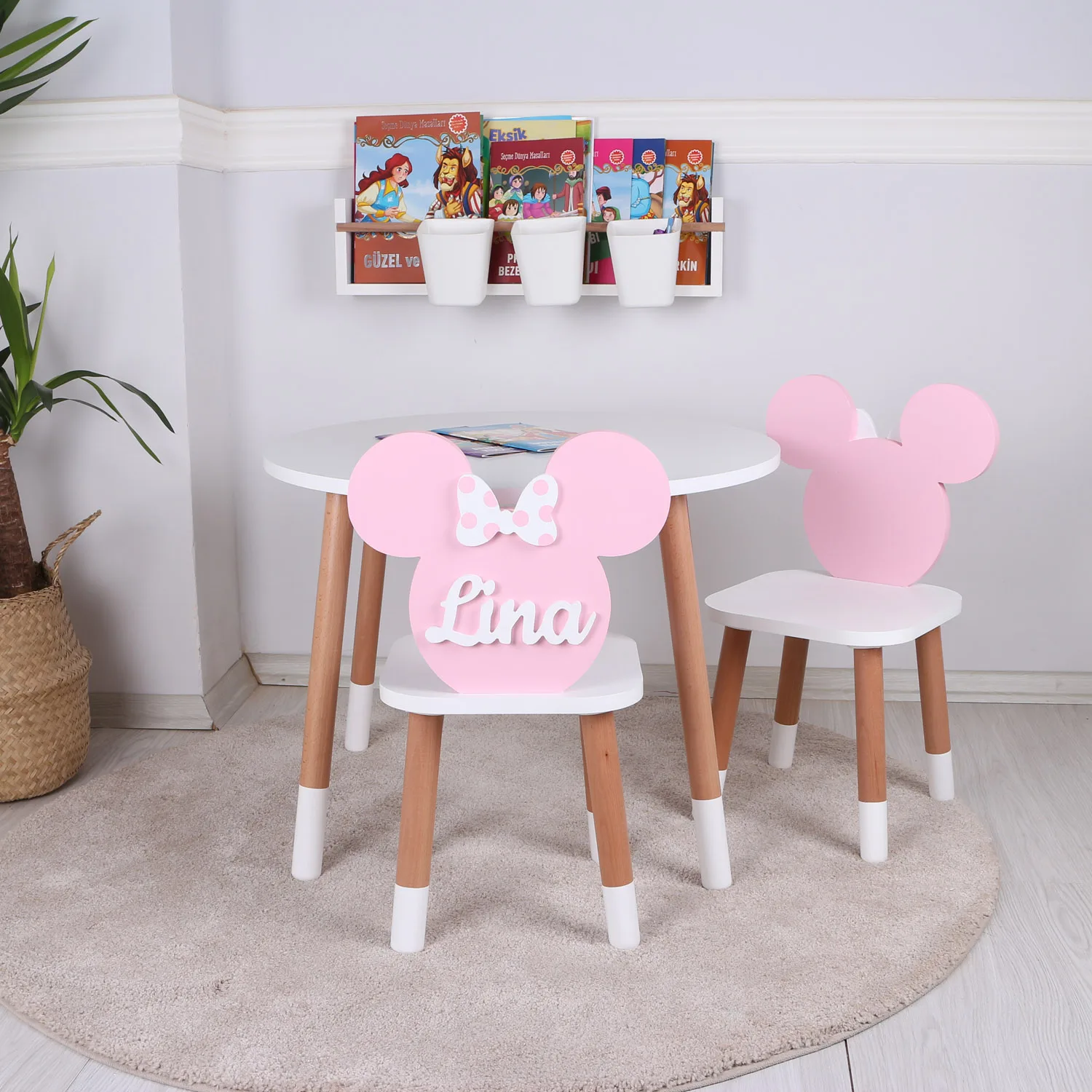 

Children activity wooden table chair set-personalized-high quality-european product-2 chair and 1 big size table