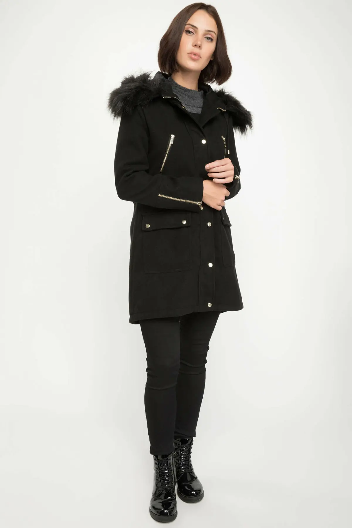 DeFacto Женские однотонные толстовки на молнии хлопковая куртка с карманом