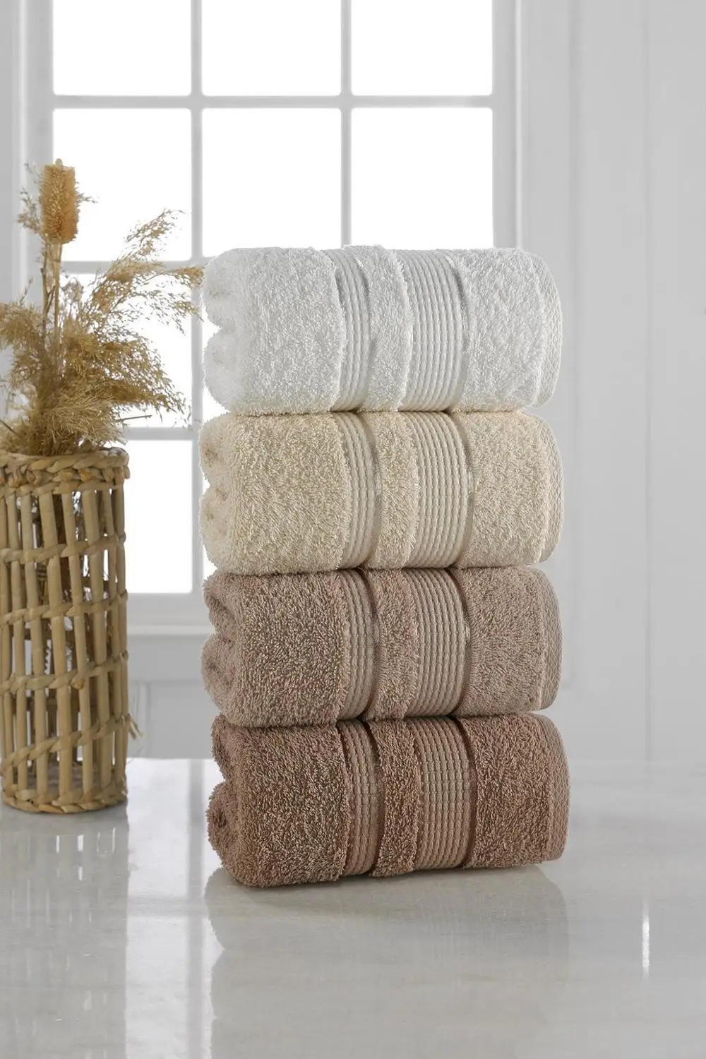 

% 100 Cotton 50x85 Set of 4 Towels Soft Super Absorbent Cotton Bath Home Quick Dry