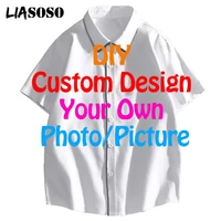 liasoso diy custom design button shirt mens 3d print short sleeve women shirt men loose casual coat suppliers for drop shipper