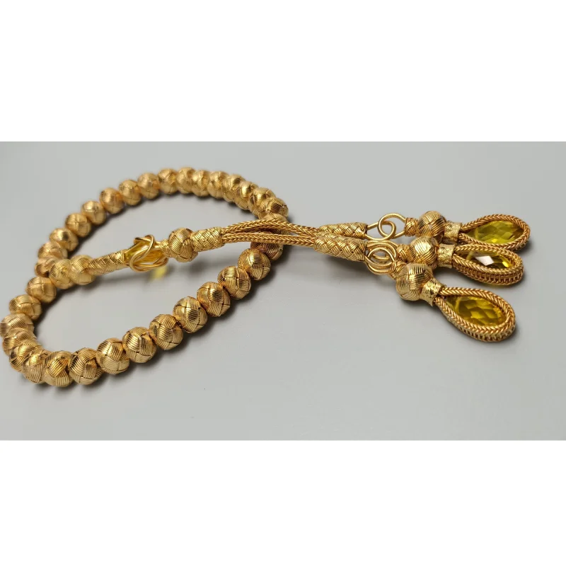 Trabzon Kazaz 12 mm hand-knitted 1000 sterling silver 24-carat gold plated Prayer beads Rosary Tasbeeh Tesbih  Ottoman globe cut