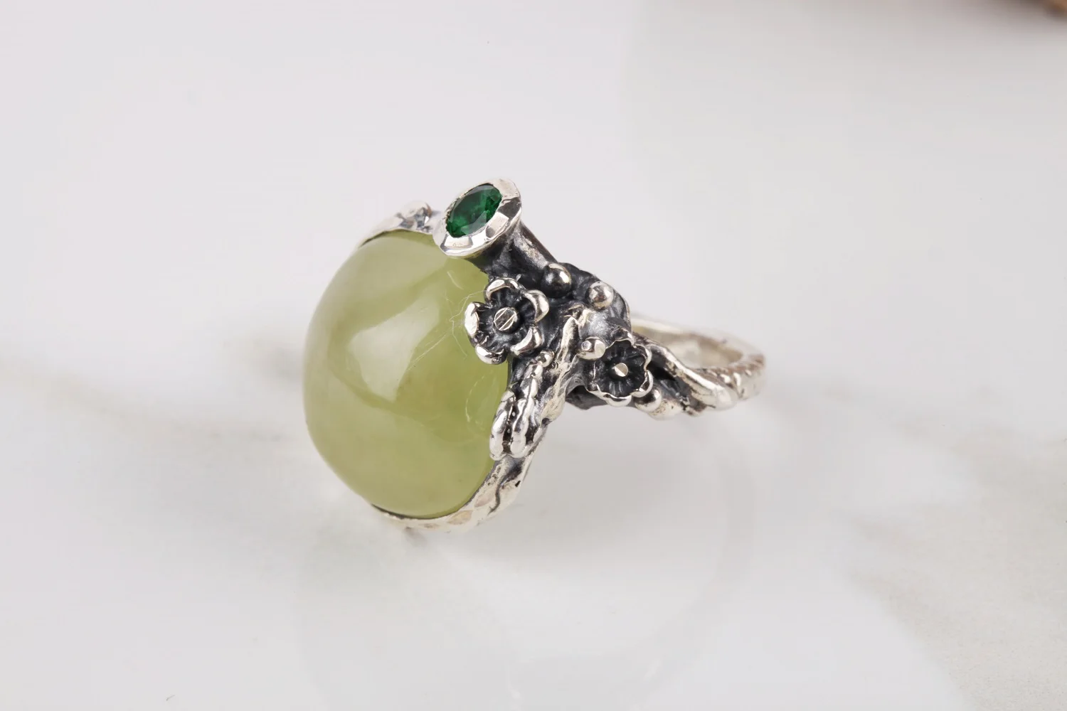 

UM US ювелирные изделия Yeşimtaşı природным драгоценным камнем 925 пробы серебро Для женщин, кольцо, кольцо из нержавеющей стали