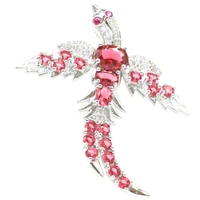 48x43mm fabulous phoenix shape created raspberry rhodolite garnet cz for women wedding silver pendant eye catching