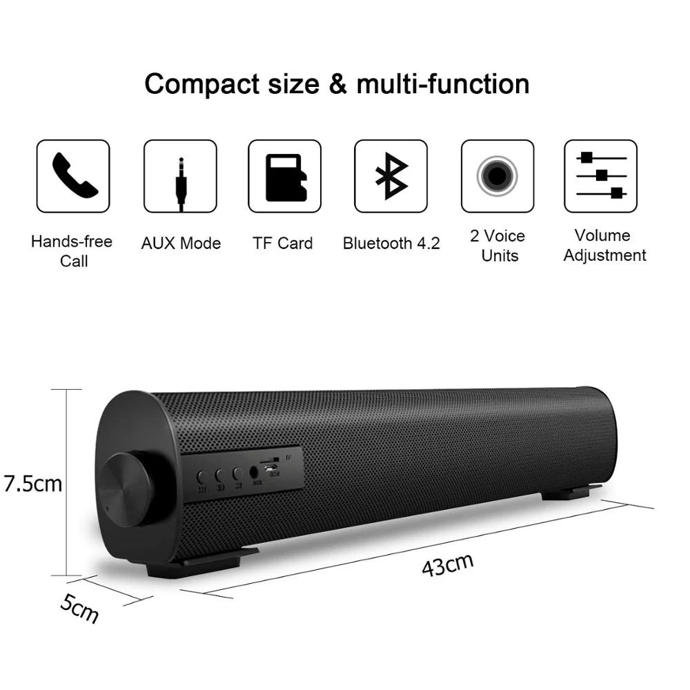 Домашний Театр 10 Вт Bluetooth Звуковая Панель ТВ AUX оптический Динамики Soundbar Бас для