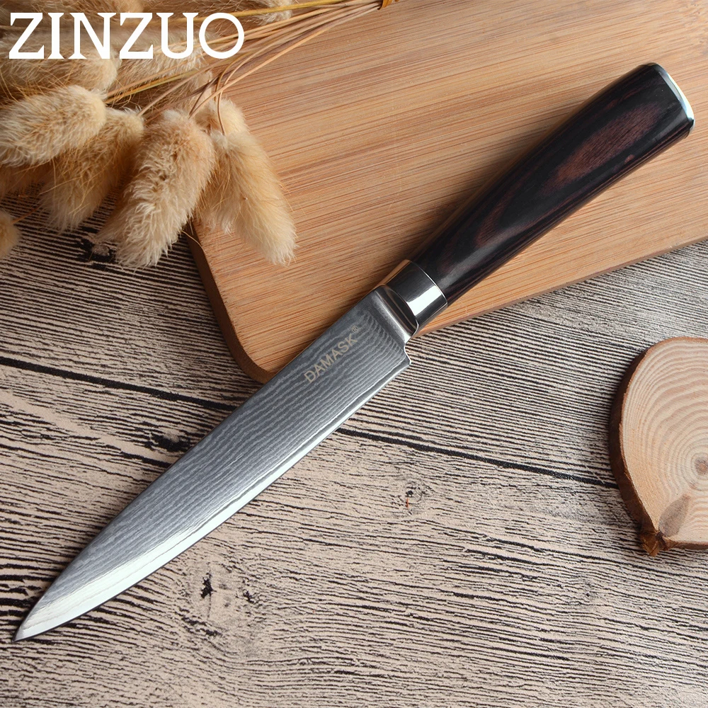 ZINZUO 6 шт. набор нож для нарезки шеф повара Santoku утилита дамасский супер острое