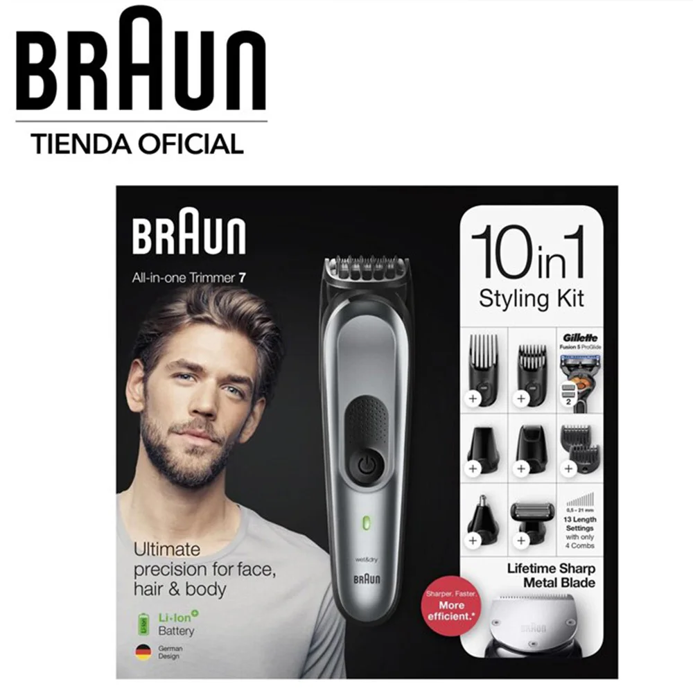 Набор триммеров для бороды и волос Braun MGK 7221 10 в 1 набор Gilletfe fuida 5 ProGlide 4 расчески все