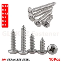 10x m3 5 m4 m4 2 m5 m6 m8 pa pan round head self tapping wood screw cross recessed phillips bolt 6 100mm a2 304 stainless steel