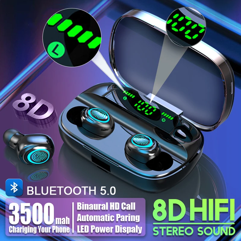 S11 TWS 3500 мАч Внешний аккумулятор наушники светодиодный Bluetooth 5,0 наушники беспроводные HIFI стерео наушники игровая гарнитура с микрофоном