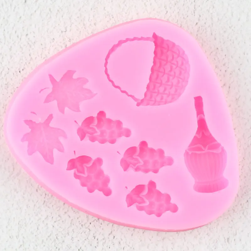 Grape Leaves Silicone Mold DIY Basket Wine Bottle Cupcake Topper Fondant Cake Decorating Tools Candy Resin Clay Chocolate Moulds | Дом и сад