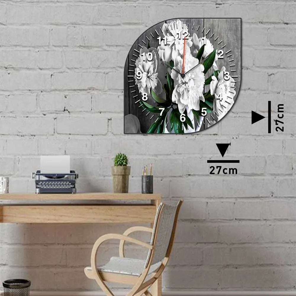 

2021 современные настенные часы качественный подарок домашний офис декор комнаты белая Роза узор деревянные часы настенное искусство
