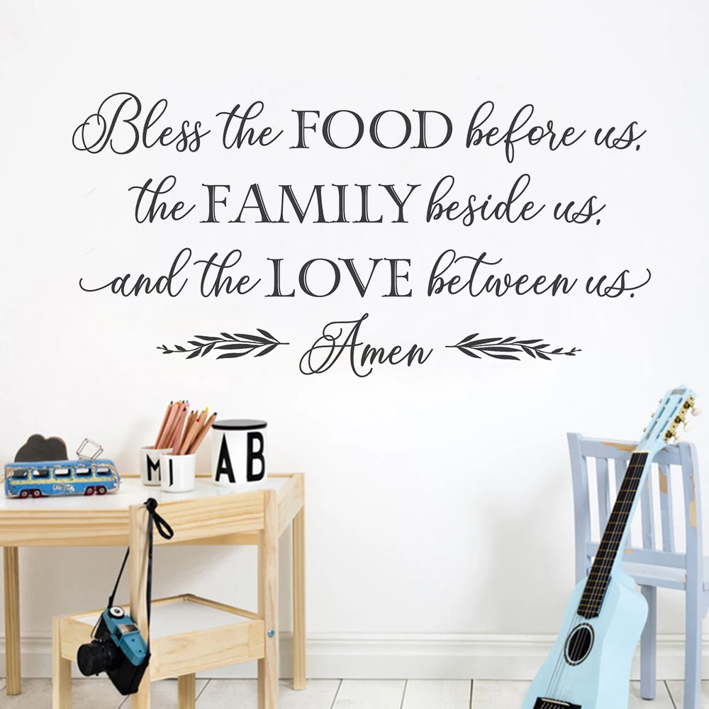 Bless The Food Before Us наклейки-цитаты на стену Съемные Виниловые фрески для кухни