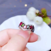 kjjeaxcmy fine jewelry 925 sterling silver inlaid natural tourmaline gemstone female ring support detection new