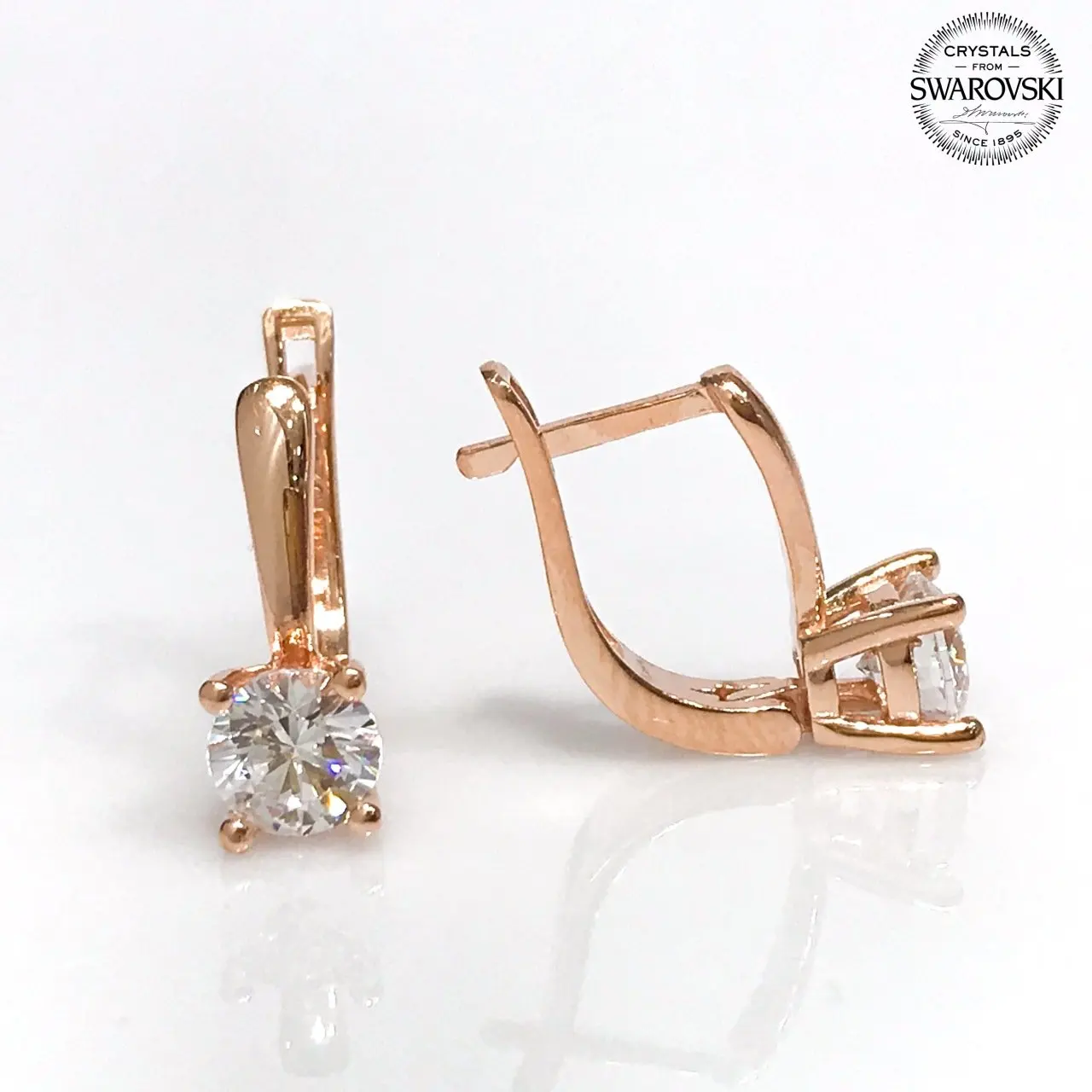 Оригинальные Серебряные серьги Swarovski 6 мм с бриллиантовым узором|Серьги-клипсы| |