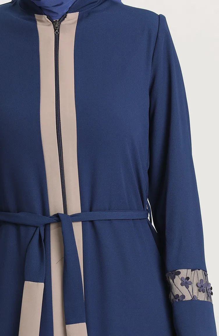 

Floral Applique Abaya Polyester Fabric Plain Unlined Long Sleeve Zero Collar Seasonal Women Muslim Fashion Elegant Stylish Hijab