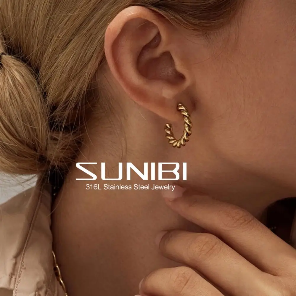 

Vintage Stainless Steel Spiral Twist Hoop Earrings for Women Trendy Gold Sliver Color Earrings Punk Jewelry Pendientes Mujer