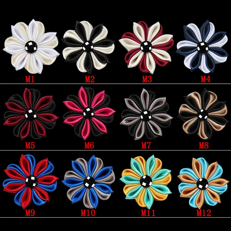 Two Tone Flower Lapel Pin Handmade Fabric Boutonniere Stick Brooch Pins for Men Suit Wedding Groom Tuxedo Corsage Accessories | Украшения и