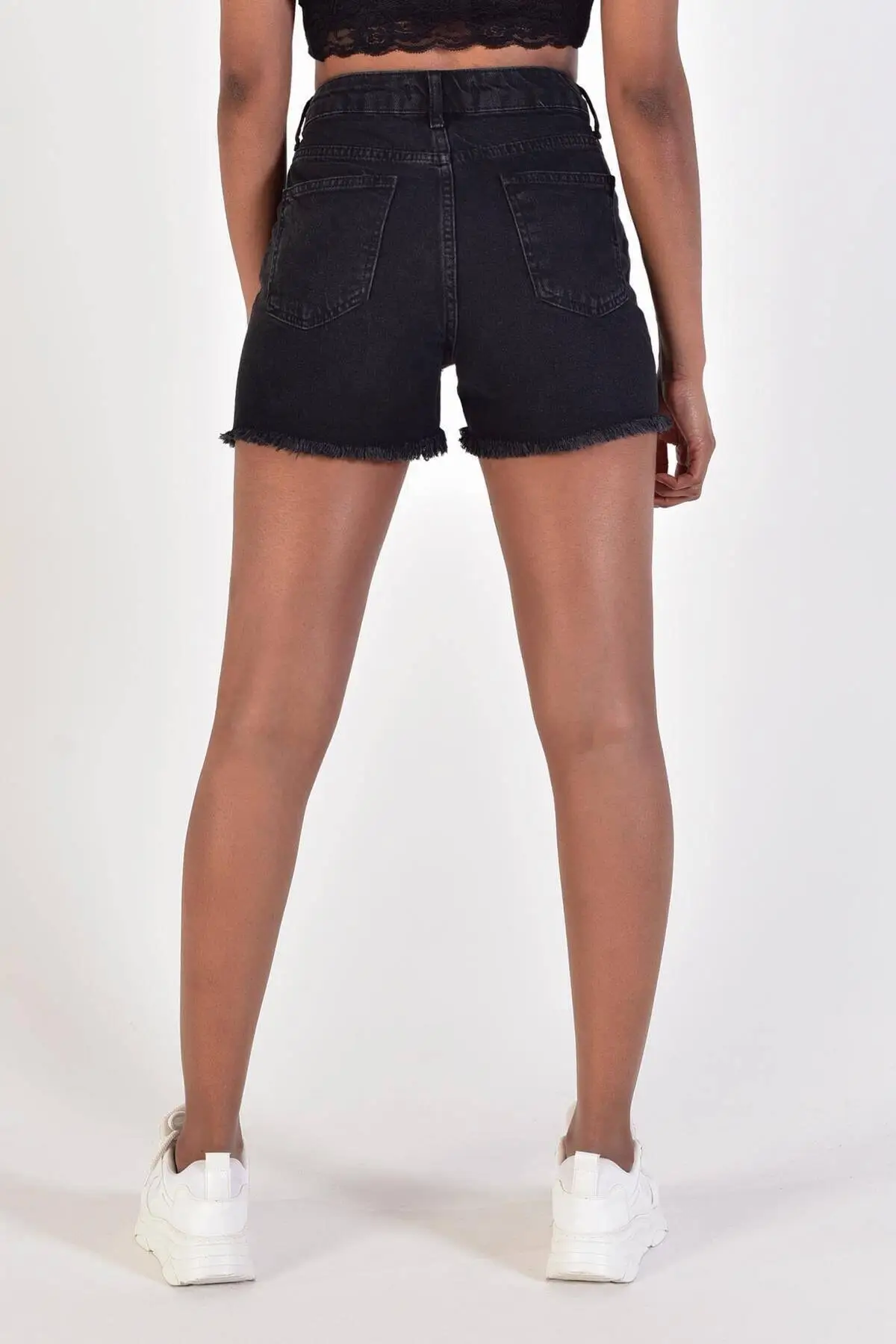 

2021 Anthracite Ripped Detailed Denim Shorts For Women Summer Season Fashion Designer Button Zipper Stylish Turkey Sexy Daily