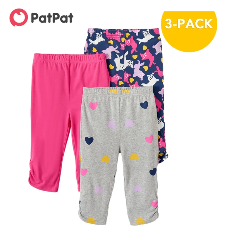 

PatPat New Arrival Spring and Autumn 2021 3-piece Toddler Girl Love Rabbit Allover Print Leggings Children's Clothing