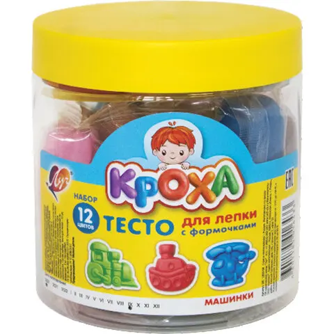 Dough for modeling with molds beam machine 12 colors 3 shapes plastic jar | Modeling Clay/Slime