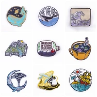 diy outdoor landscape patch sticker sewing badge embroidered patches for clothing applique stripe patch inon patch on clothes