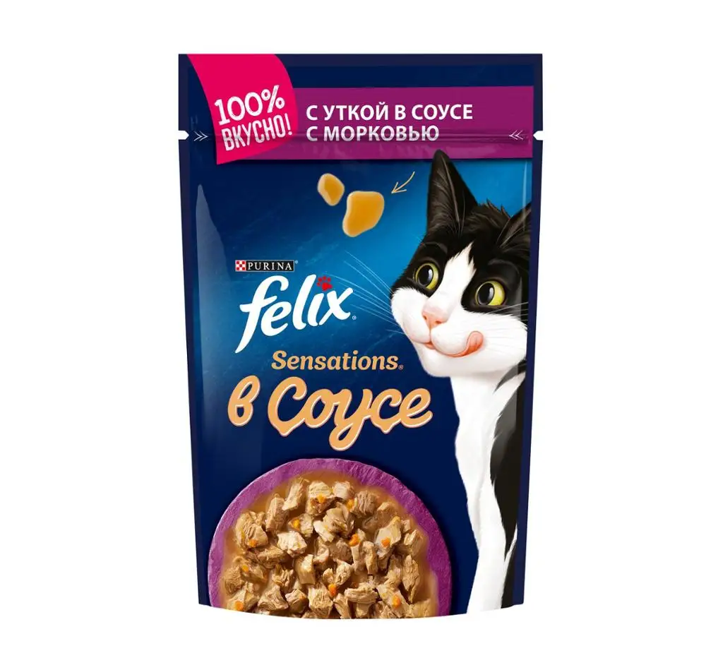 Корм для кошек Felix Sensations утка в соусе с морковью 85г 24шт упаковке | Дом и сад