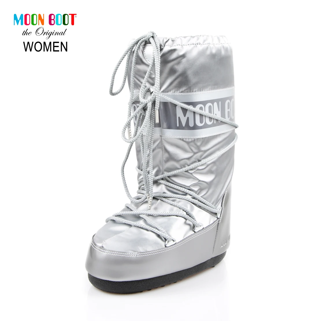 Фото Moon Boot/серебристые женские зимние ботинки Классические лыжные серебристого цвета
