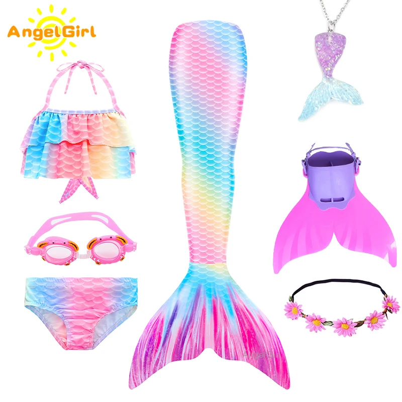 Детский костюм Русалочки AngelGirl с хвостом купальный ластами праздничный бикини
