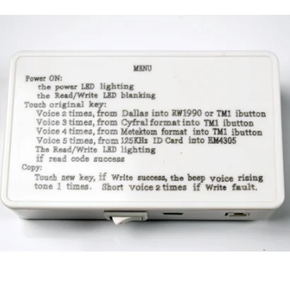 Дубликатор карт ТМ RFID портативный RW1990 TM1990 TM1990B ibutton DS-1990A I-Button 125 кГц EM4305 T5577 EM4100 TM |