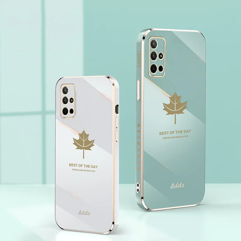 

Maple leaf Square Frame Plating Case for Honor 30 Lite pro Honor30S case plated color Honor 20 pro Nova 5t fundas with strap