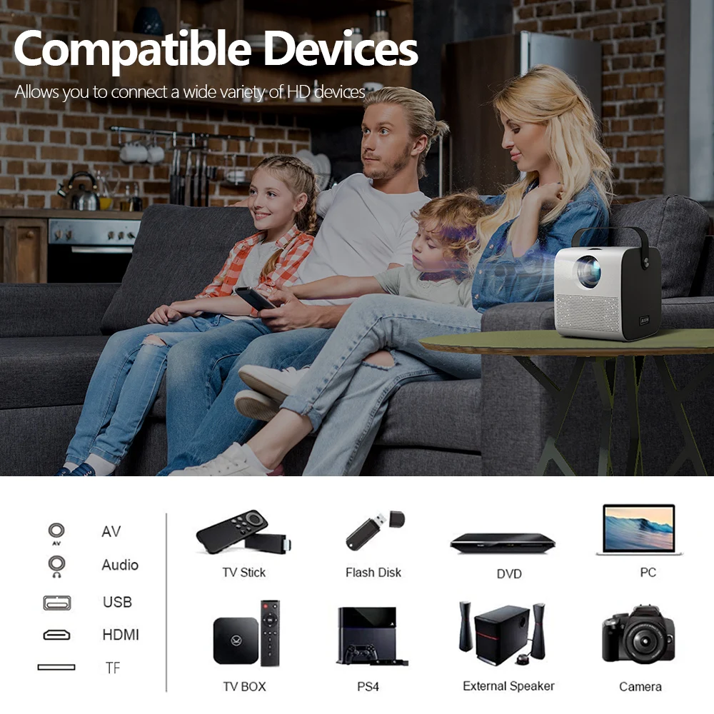 AUN мини проектор AKEY7 молодых | Native1280 * 720P 3500 люмен Hi Fi Bluetooth Динамик светодиодный