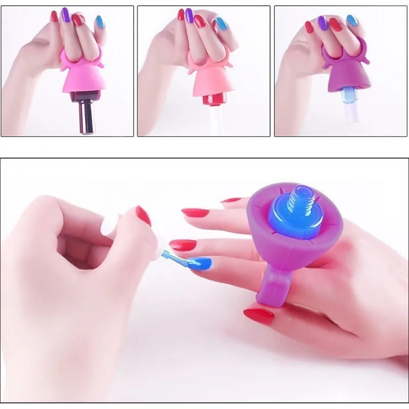 Кольцо держатель лак для ногтей Маникюр Педикюр дизайн силиконовые ногти