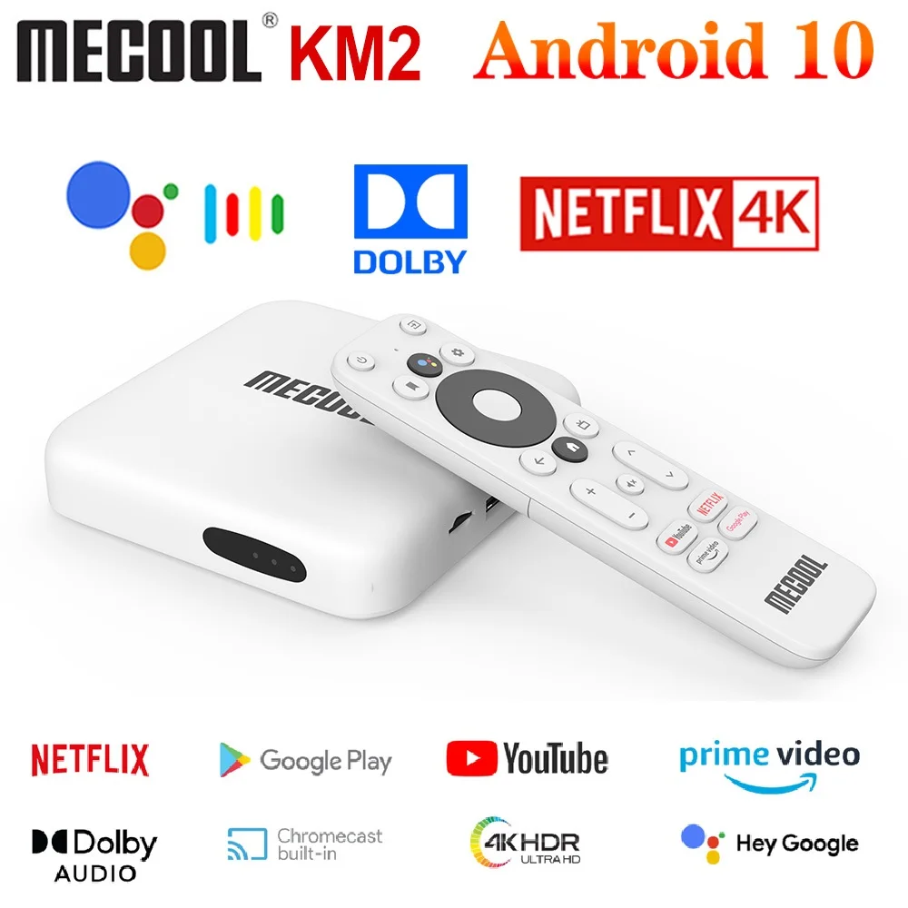 Mecool KM2 Смарт ТВ коробка Netflix 4K Amlogic S905X2 B Android 10 DDR4 2 ГБ 8 SPDIF Ethernet Wi Fi Prime видео