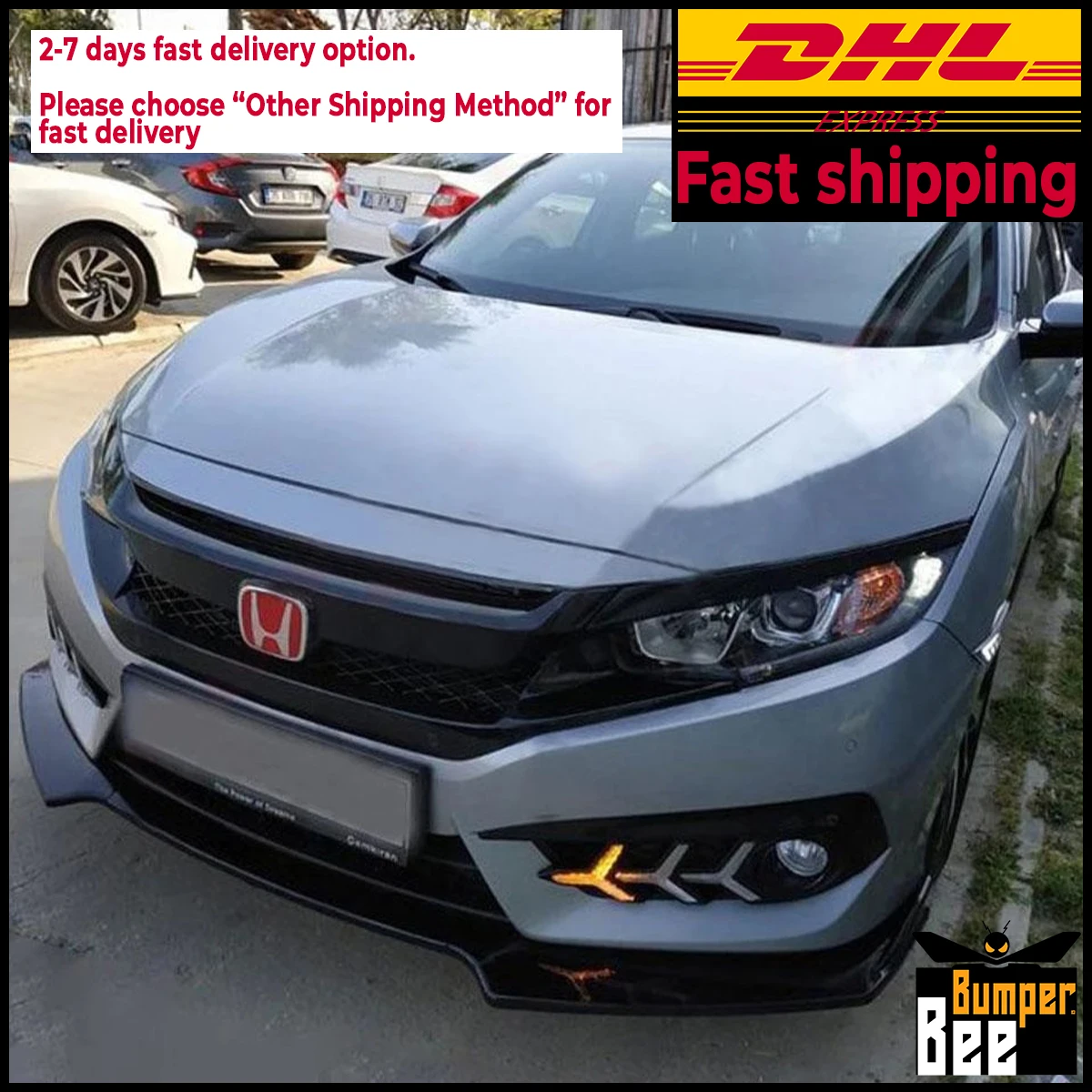 

Глянцевое черное пианино для Honda Civic Sedan 4Dr 2016 2017 2018, 3 предмета, автомобильный передний нижний бампер, губа, диффузор, спойлер, комплект кузова