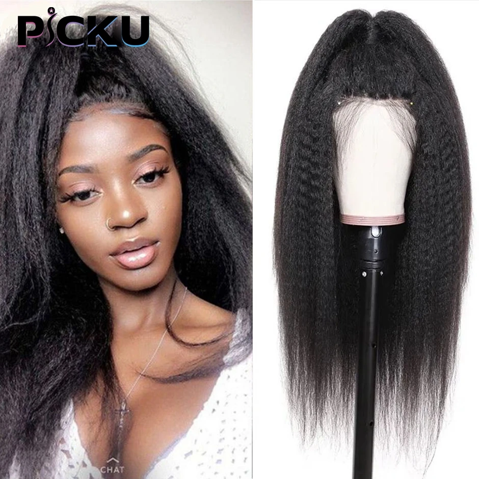 

Kinky Straight 360 Full Lace Wig Human Hair Pre Plucked HD Transparen Natural Human Hair Full Wig With Baby Hair for Black Women