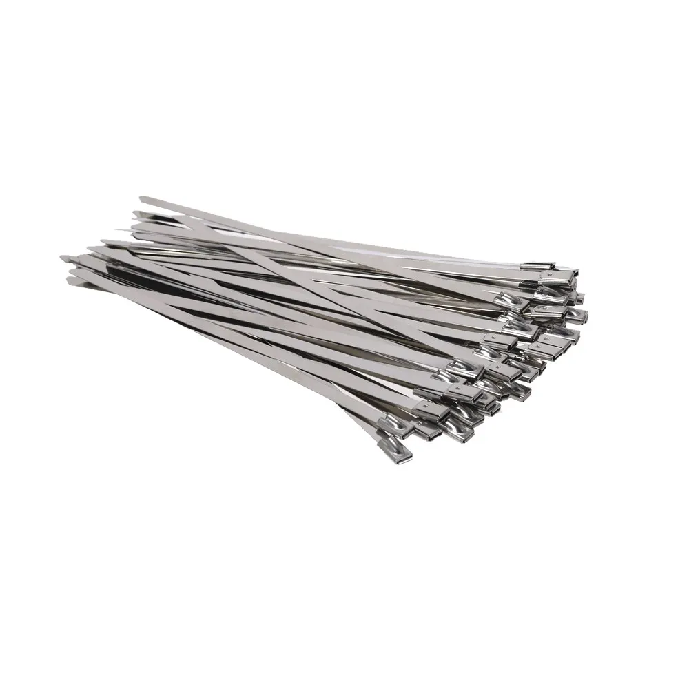 

20PCS 304 Stainless Steel Metal Cable Ties 7.9mm Width 100-260mm Length Tie Zip Wrap Exhaust Heat Straps Induction Pipe