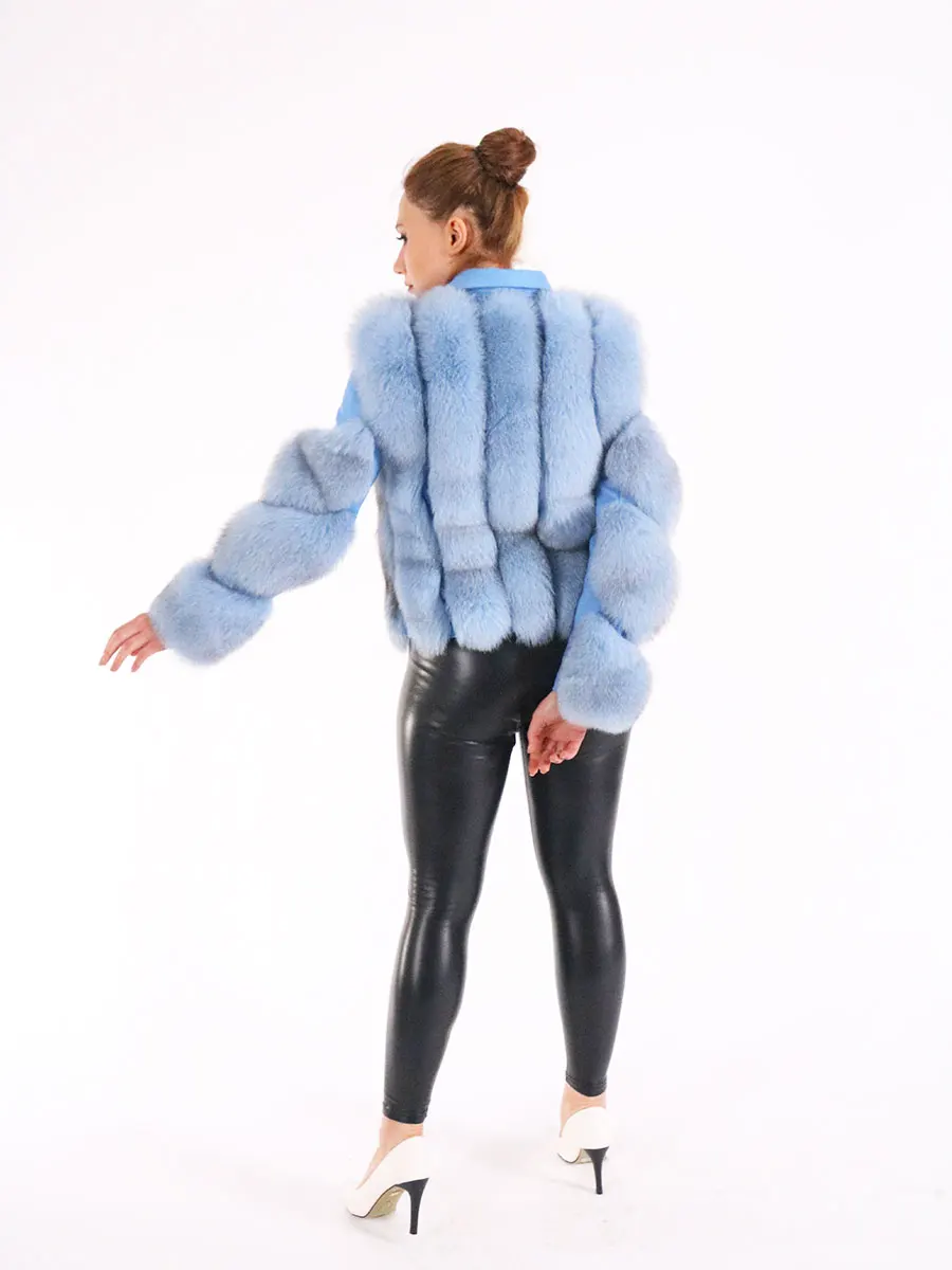 Fashion winter warm leather jacket natural fox fur real fox fur coat winter thick warm coat 2021 Turkish Moda