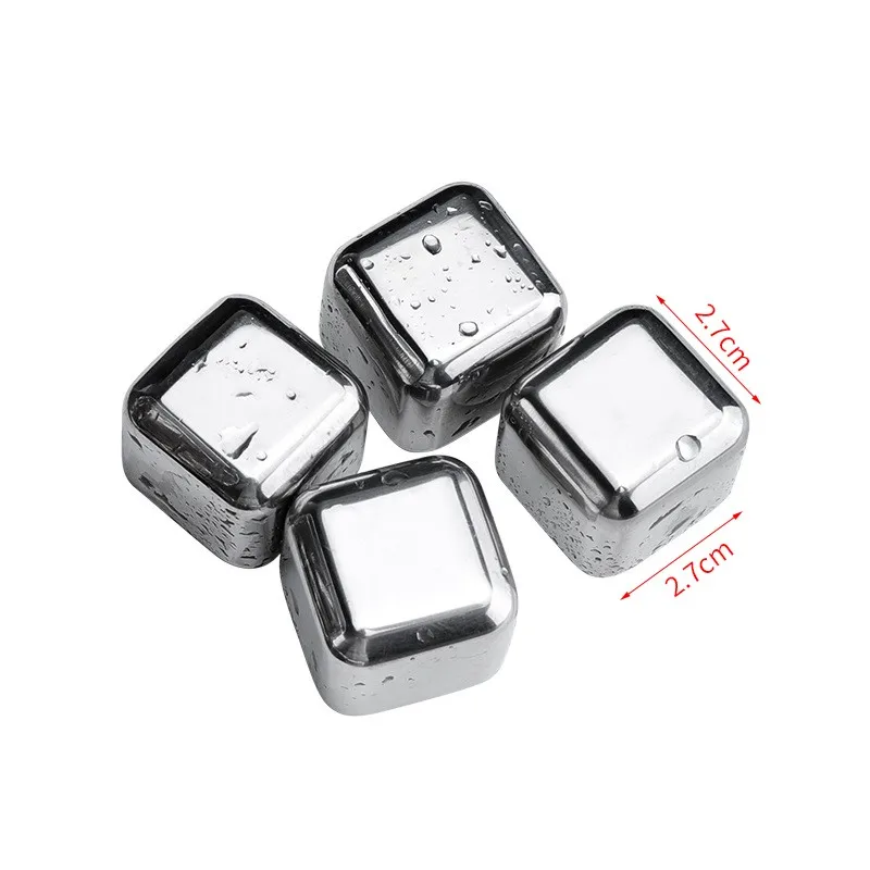 4/6/8 PCS 304 Stainless Steel Ice Cube Reusable Cooler Cooling Rock for Home Bar Party Tool Artifact Iced Beverages | Дом и сад