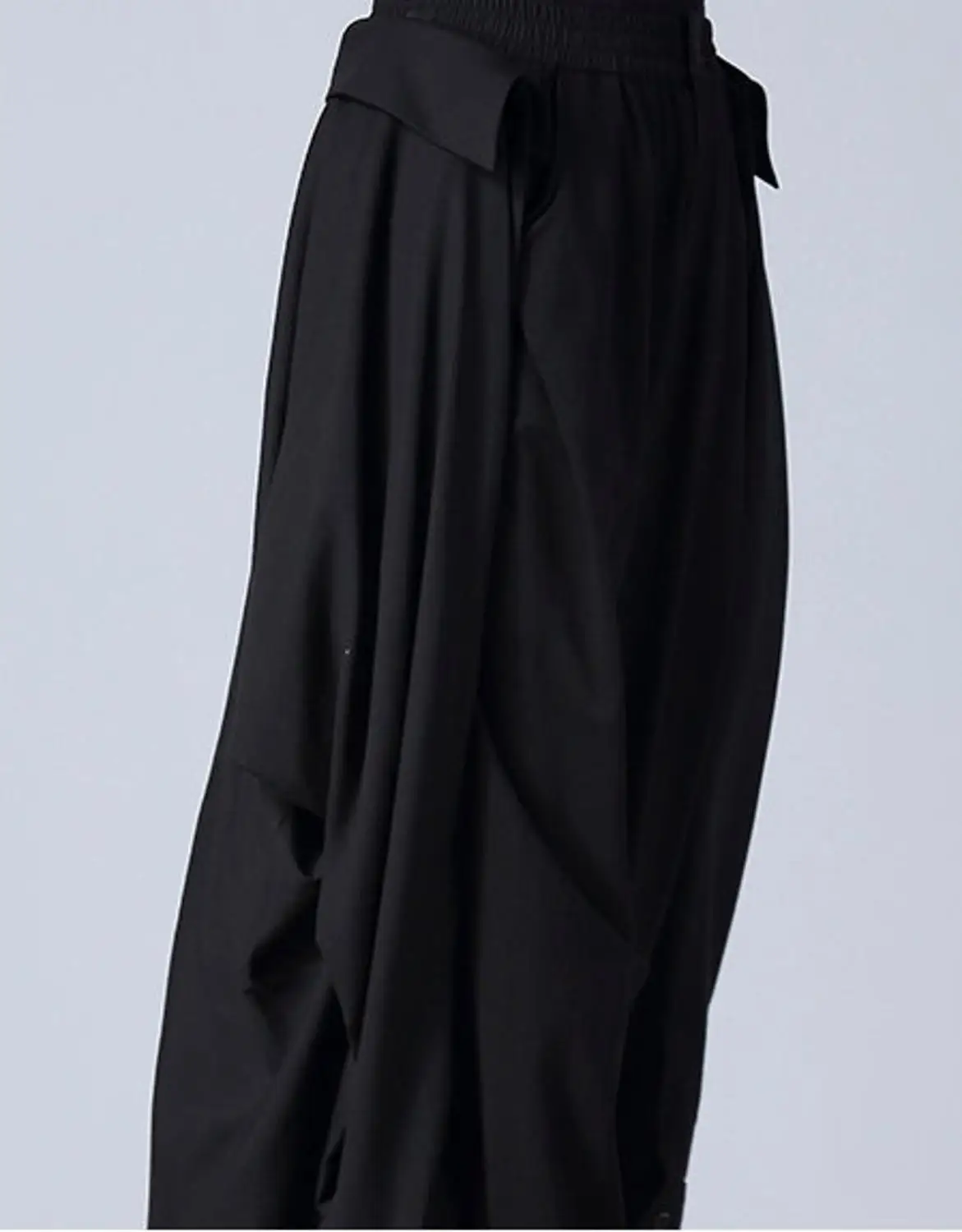 

New Original Designer Black Harem Pants / Two-piece / Detachable Skirt Layer / / Sarrouel wide leg sports Casual Wrap Short